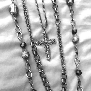 Long multi-strand necklaces